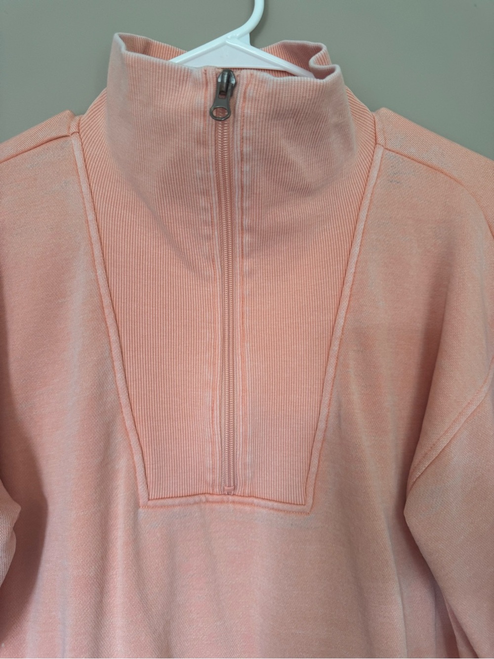 Pink Lily Peach Half-Zip Turtleneck Sweater